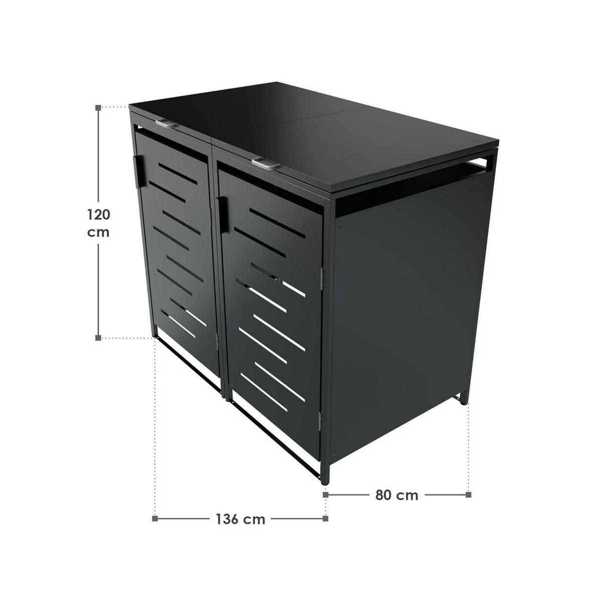 MÜLLTONNENBOX Arel 2er-Set - Anthrazit, Metall (136/120/80cm) - Juskys