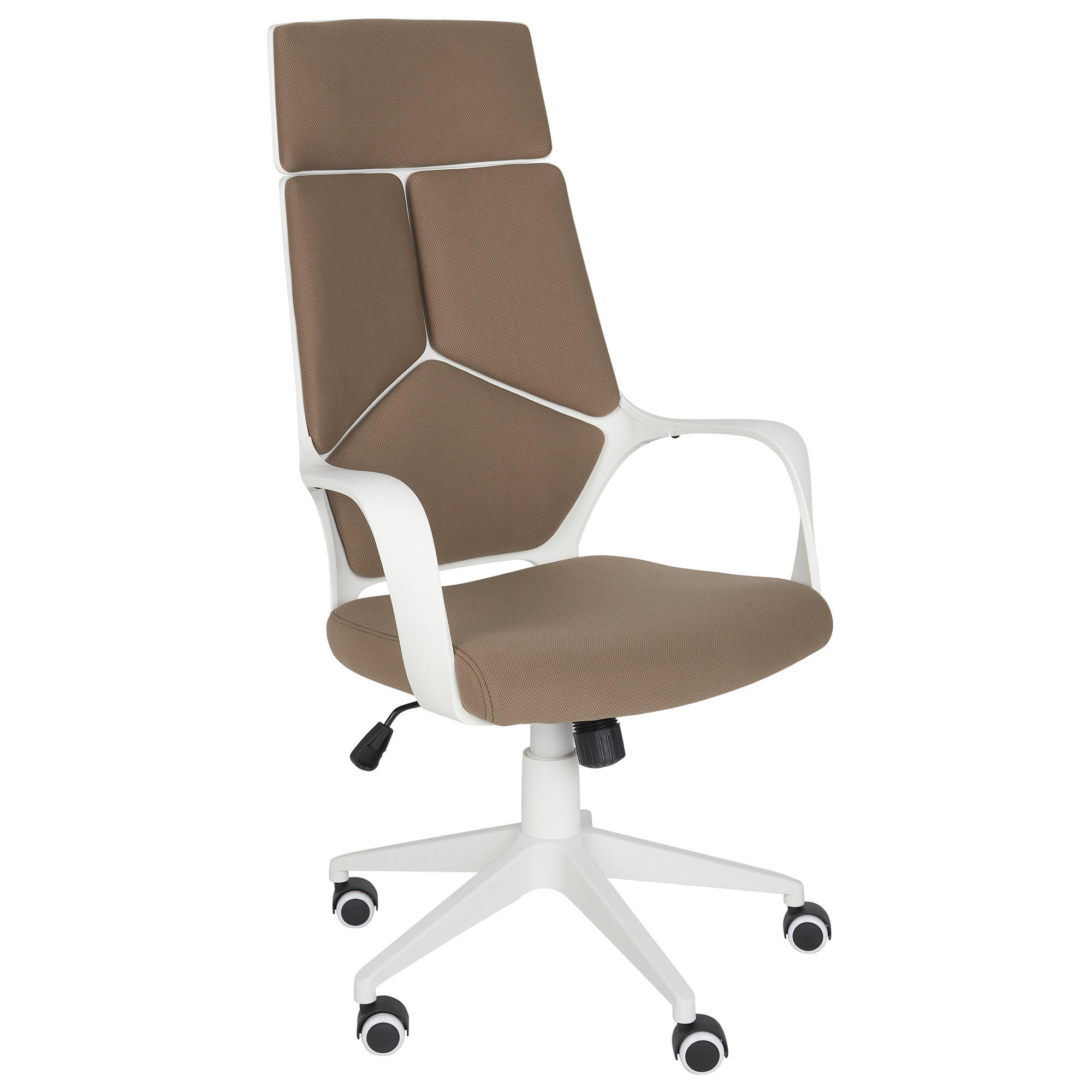 BÜROSTUHL Braun Delight - Braun/Weiß, Kunststoff/Textil (64/116/64cm) - Beliani