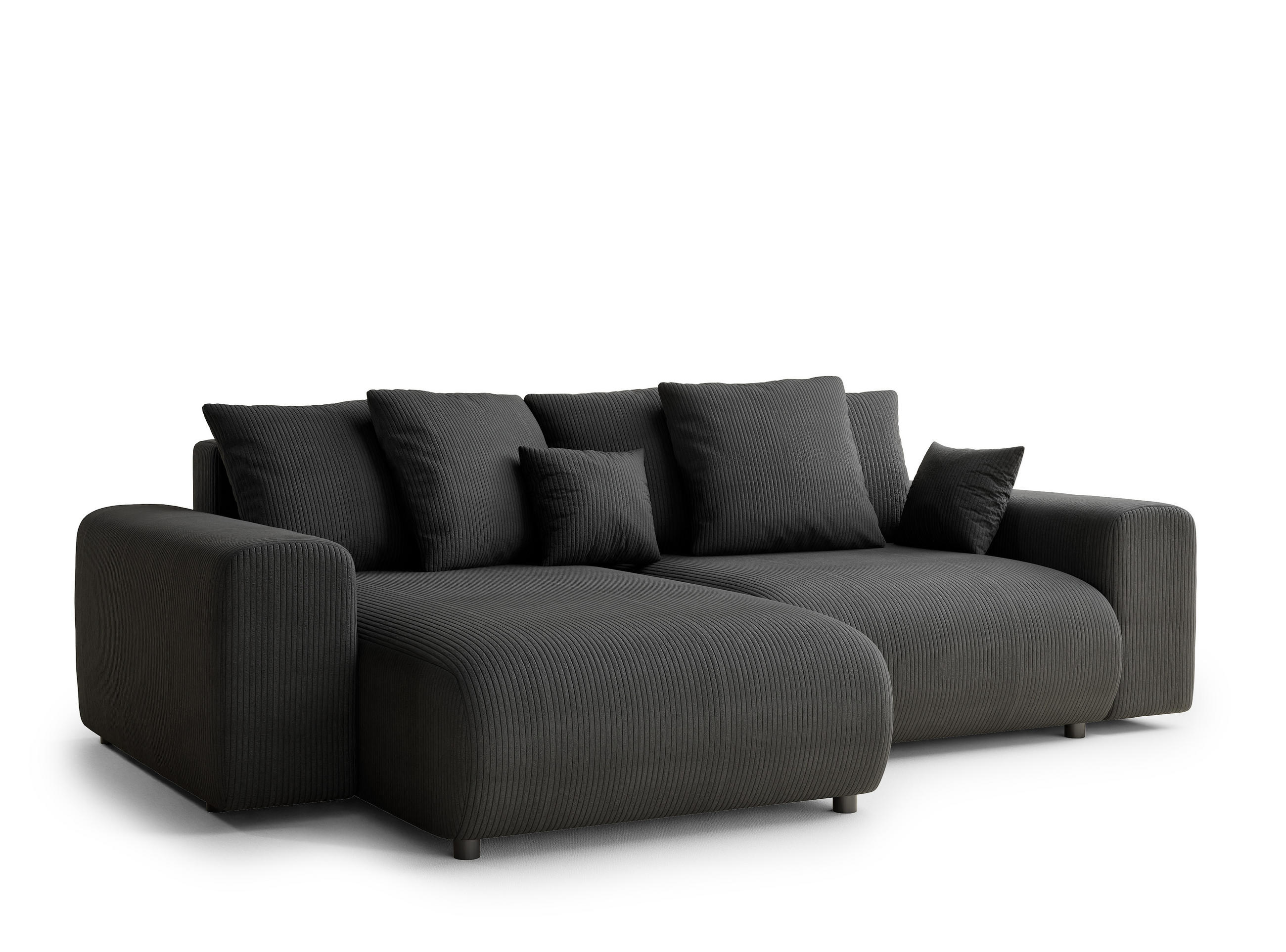 ECKSOFA MIT SCHLAFFUNKTION Solo Anthrazit Samtstoff - Anthrazit/Schwarz, Holz/Holzwerkstoff (255/168cm) - Maison de Reve