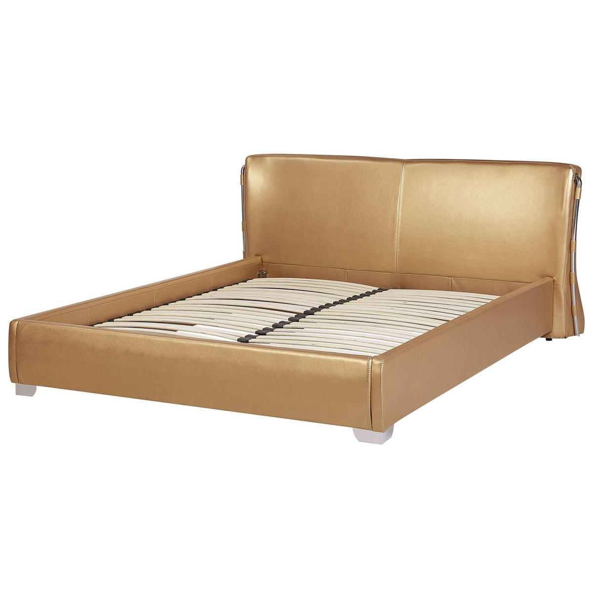 LEDERBETT 180/200cm Gold Paris - Goldfarben, Leder (180/200cm) - Beliani