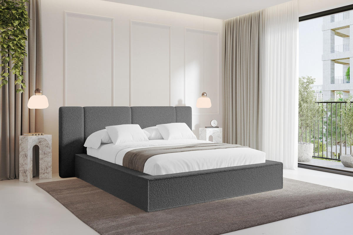 POLSTERBETT mit Bettkasten und Lattenrost, Boxbett ohne Matratze - RIVO 180x200 Grau - Greige, Holzwerkstoff/Textil (180/200cm) - ALTDECOR