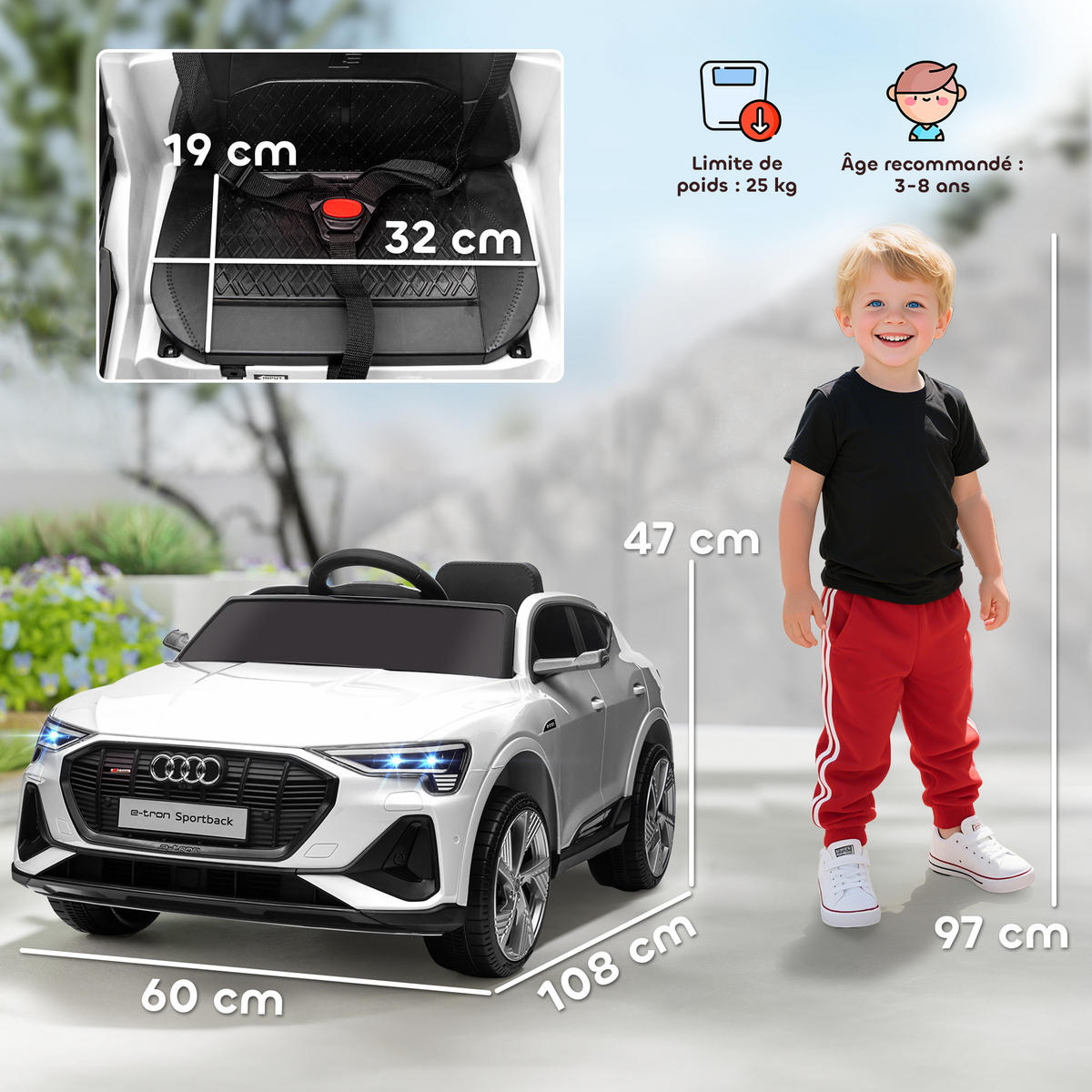 ELEKTRO-KINDERAUTO DE-13004 2,4G Fernbedienung Weiß - Weiß, Kunststoff (108/60/47cm) - ComfortXL