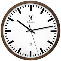 WANDUHR Holz Designer HOMBURG (FUNK) Loft Wand Uhr, braun, weiß - Dunkelbraun, Glas/Holz (30/30/4.2cm) - Holzwerk