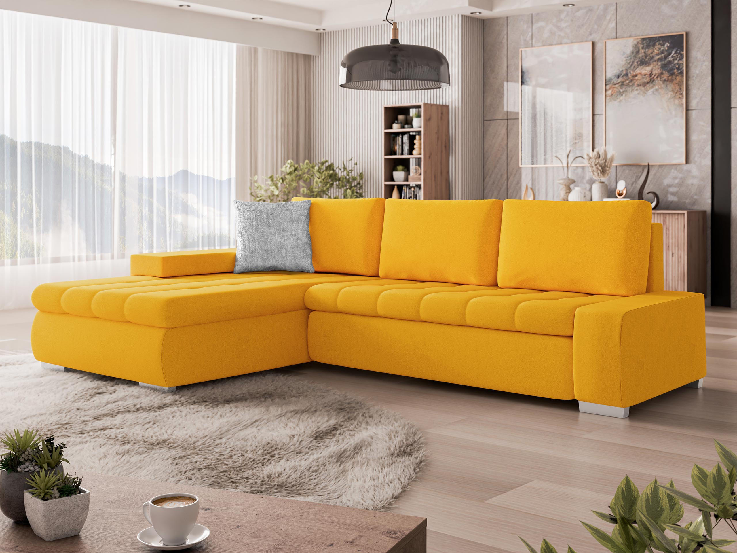 ECKSOFA Orkan Mini Premium - Gelb, Holz/Textil (265/185cm) - MIRJAN24