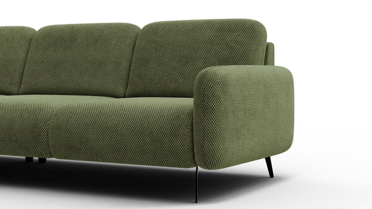 ECKSOFA FEBE 4-Sitzer links, olivgrün - Schwarz/Olivgrün, Holz/Textil (264/157cm) - Courtois Laville