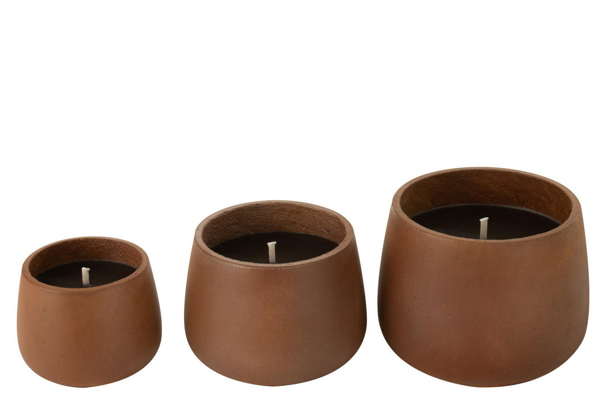 KERZEN CYRA - Zement - Braun - L - 48 Std. - Braun, Stein (20.5/16cm) - J-Line