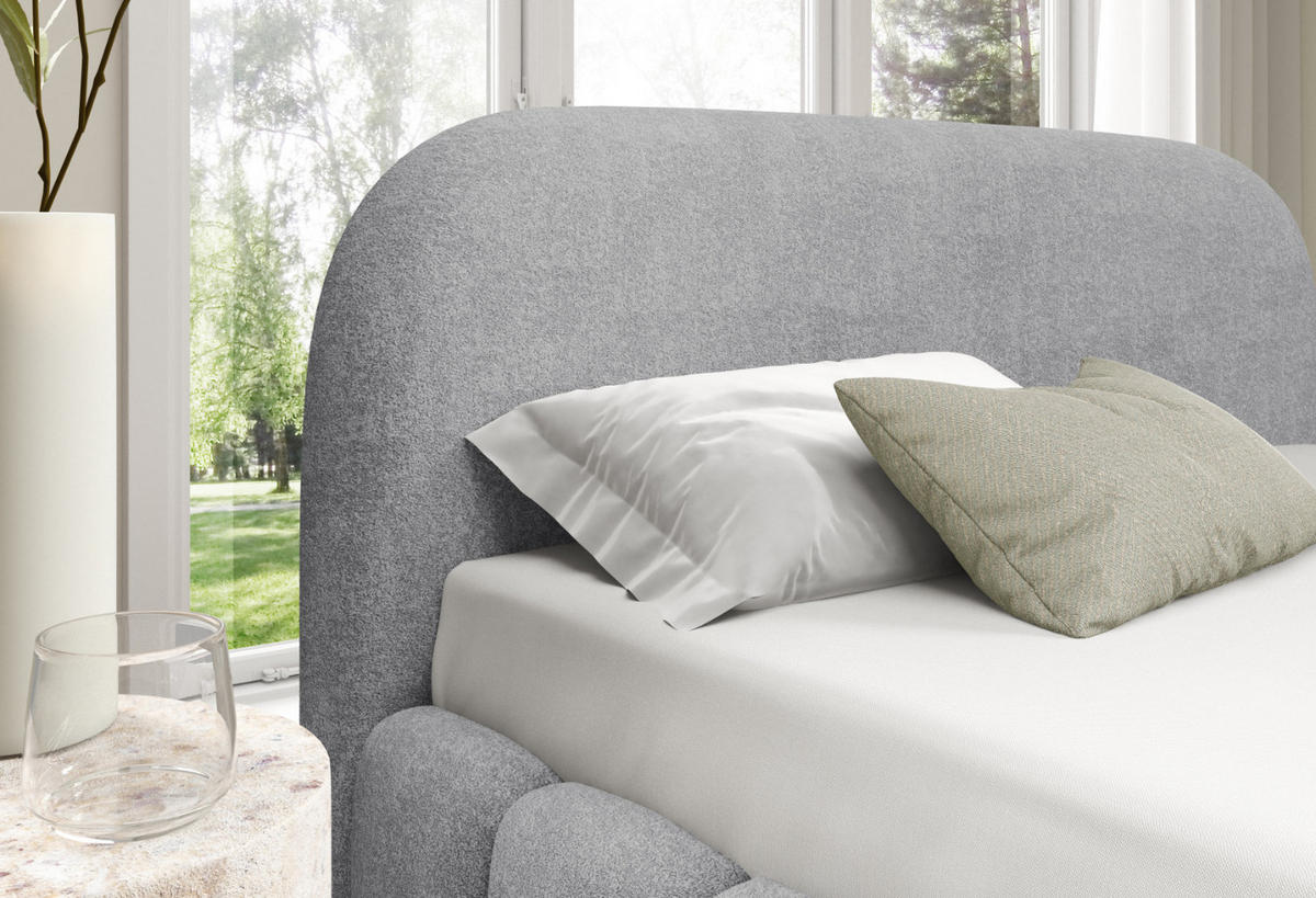 POLSTERBETT mit Stauraum 140x200 cm in Silbergrau - Silberfarben, Textil (140/200cm) - Home Collective