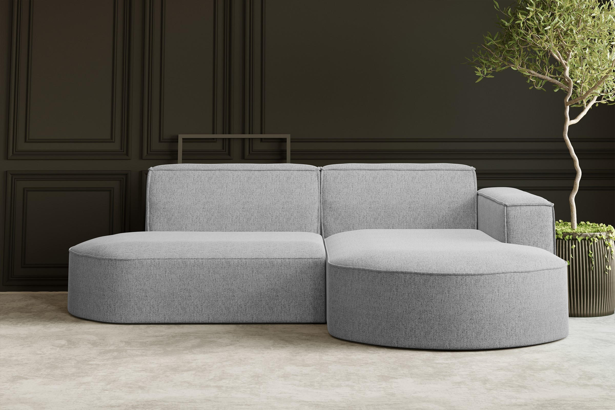 ECKSOFA MODENA L STUDIO Stoff Verita Grau Rechts - Grau, Holz (236/165cm) - Kaiser Möbel
