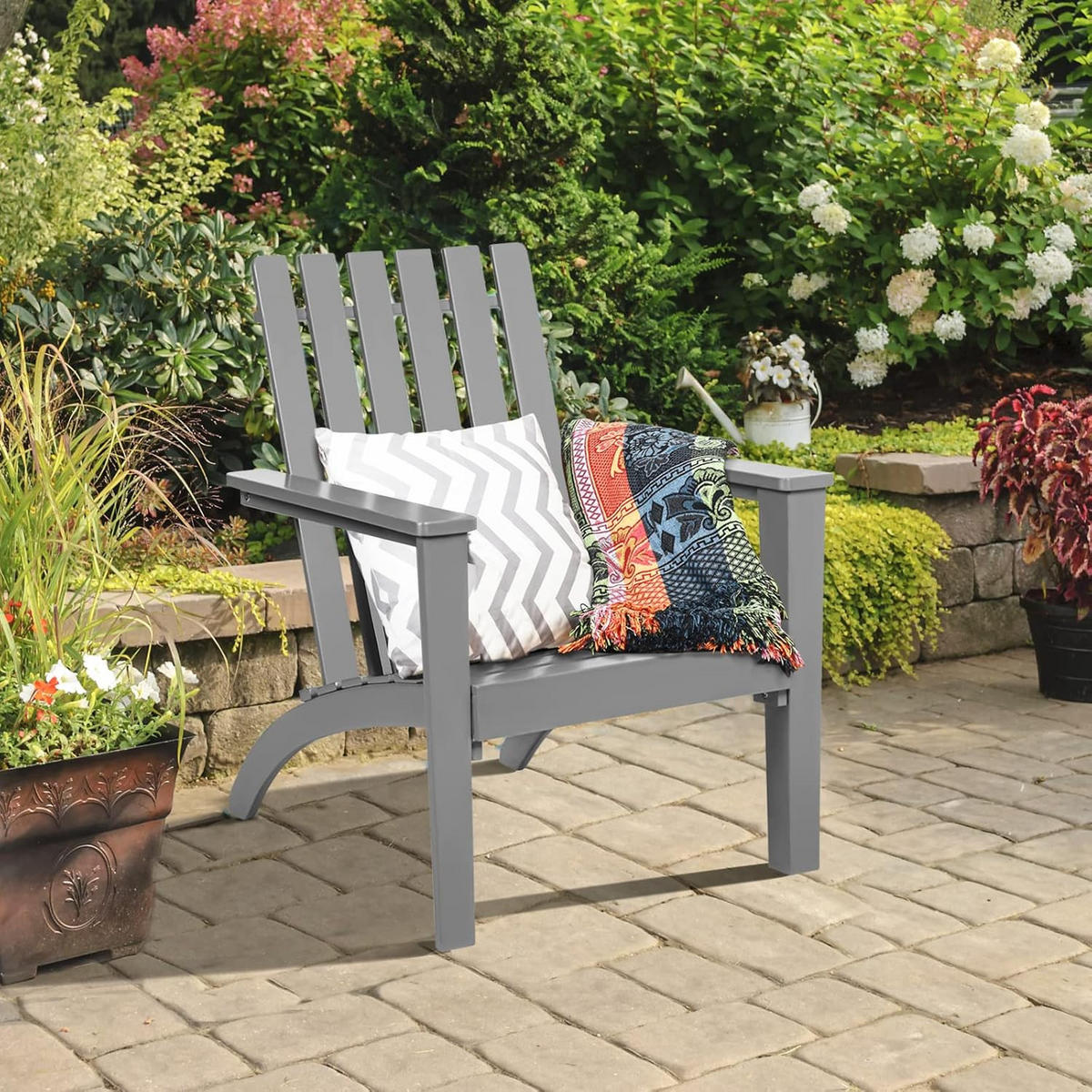 STUHL Grau - Grau, Holz (73/86/67.5cm) - COSTWAY