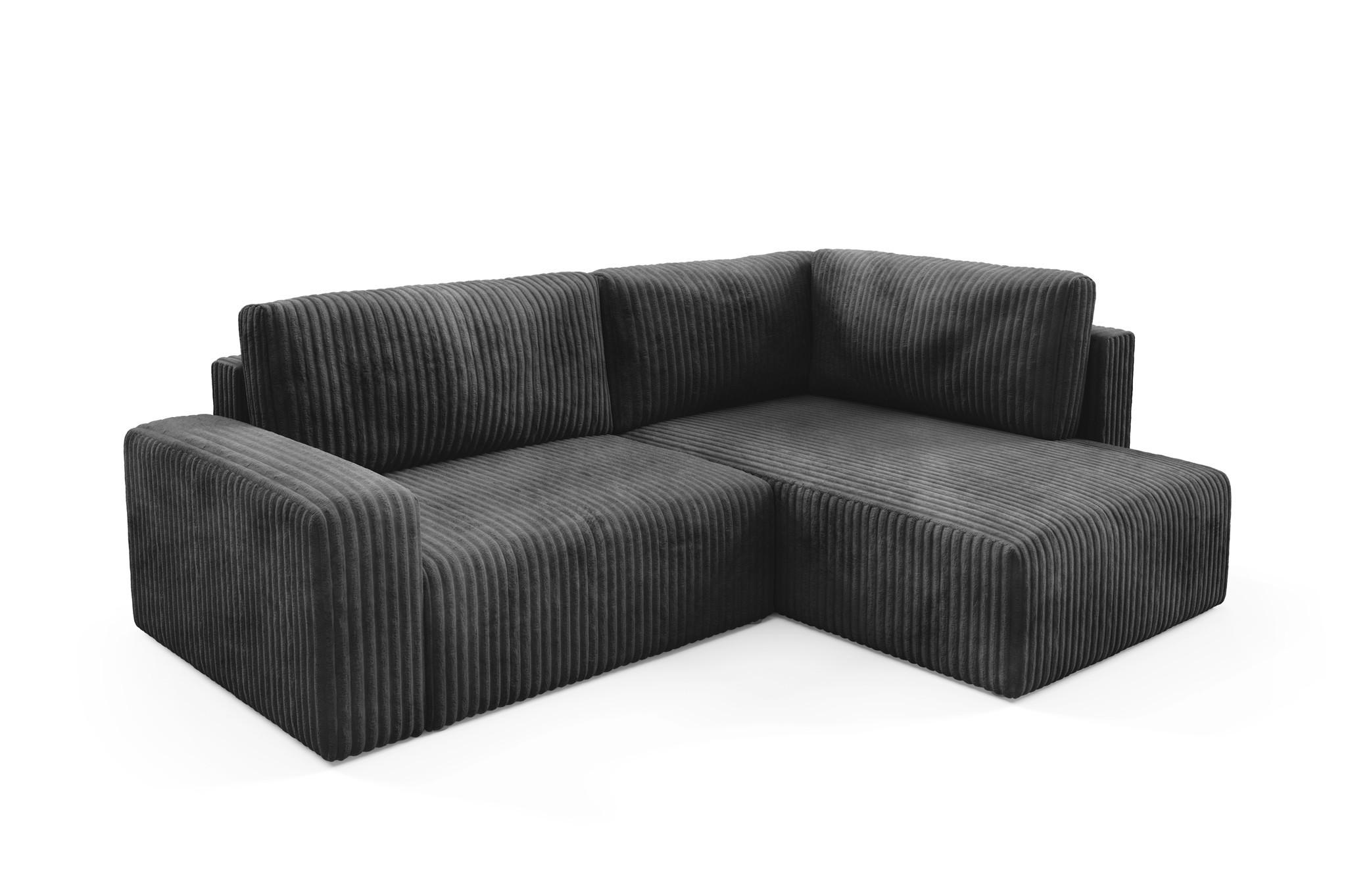 ECKSOFA Natalia Xl - Schwarz, Holzwerkstoff/Textil (245/182cm) - Fun Möbel
