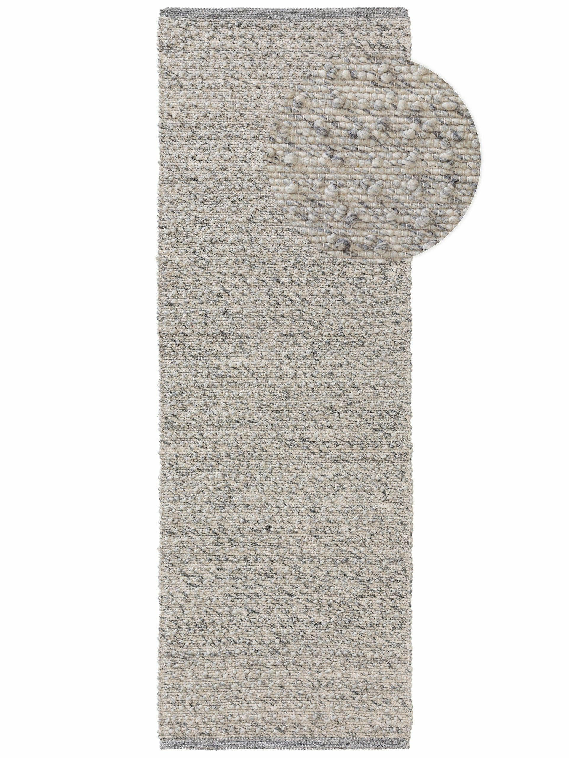 WOLLTEPPICH Lana Grau 70x200 cm - Grau, Textil (70/200cm) - benuta Pure