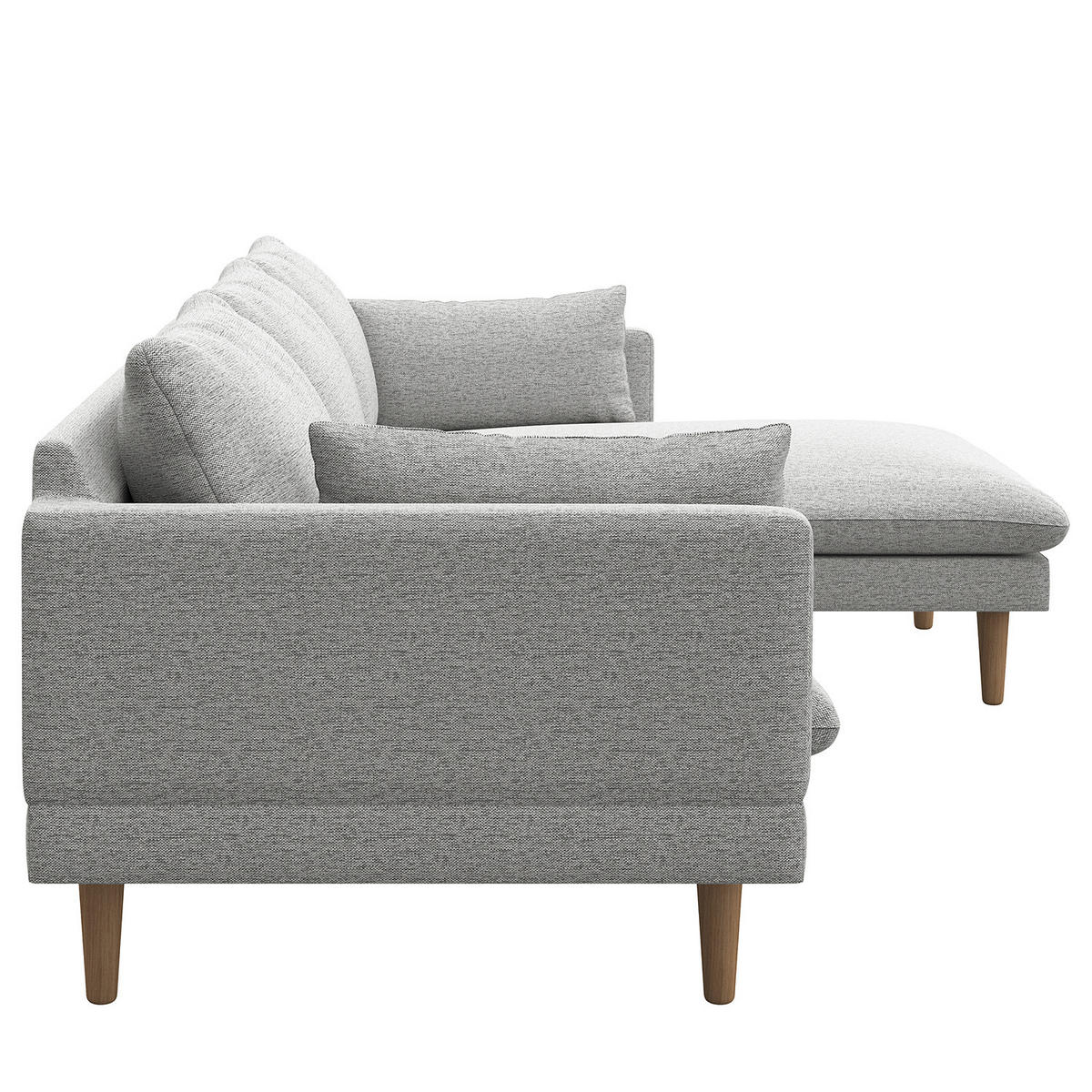 ECKSOFA - Buchefarben/Hellgrau, Holz/Buchenholz (242/150cm) - home24