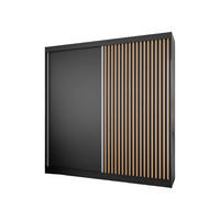SCHWEBETÜRENSCHRANK Lili 200 cm mit Lamellen 2-türig, schwarz, Lamelle wotan - Eiche Wotan/Schwarz, Kunststoff (200/215/61cm) - Margaret Hadas24