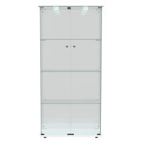 VITRINE - Glasvitrine mit 2 Türen und 4 Ebenen - integrierte LED-Spot-Beleuchtung - Weiß - Weiß, Glas (78.5/163/35cm) - DELFA