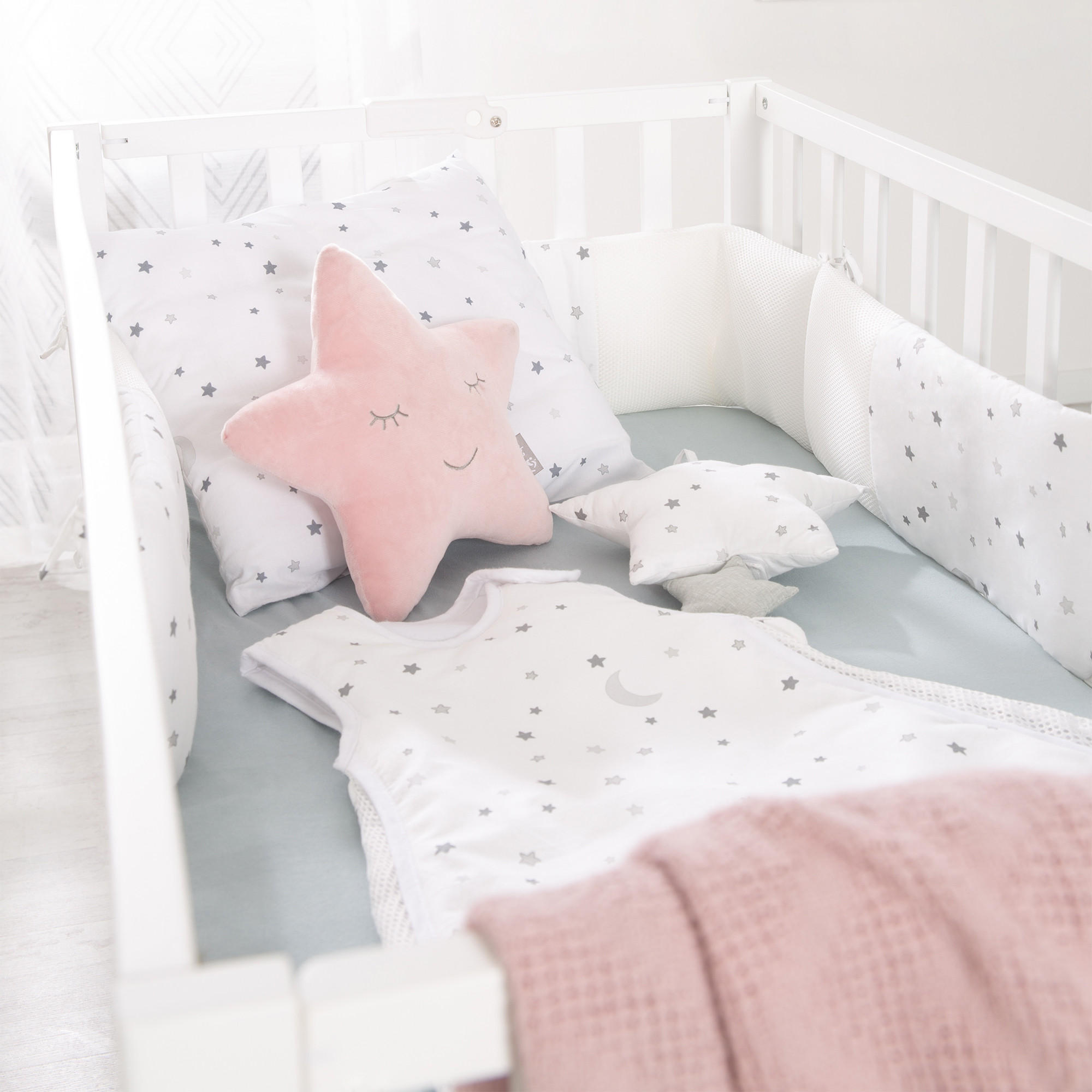 NESTCHEN Sternenzauber grau Easy Air 'safe asleep' - Weiß/Grau, Textil (170/4cm) - Roba