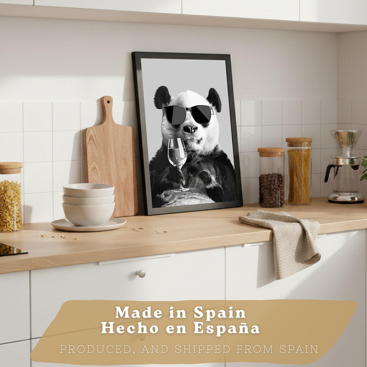 PLAKAT Sada 2 Panda Bears A3 Černý rám - černá, papír (29.7/1/42cm) - Nacnic