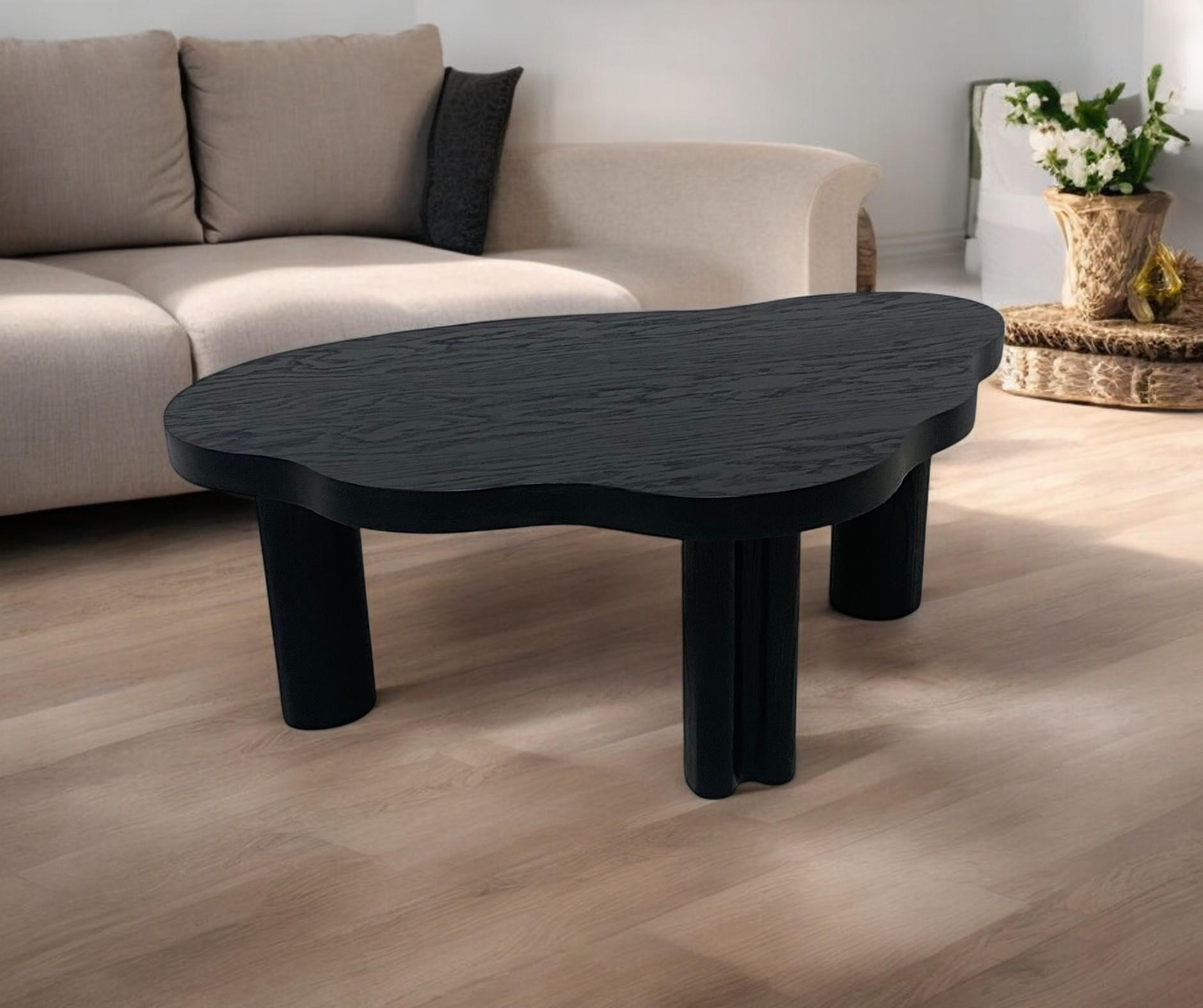 COUCHTISCH ORGANICA natürliche Qualität, solide und modern Schwarz - Schwarz, Eichenholz/Holz (63/100/38cm) - Kaiser Möbel