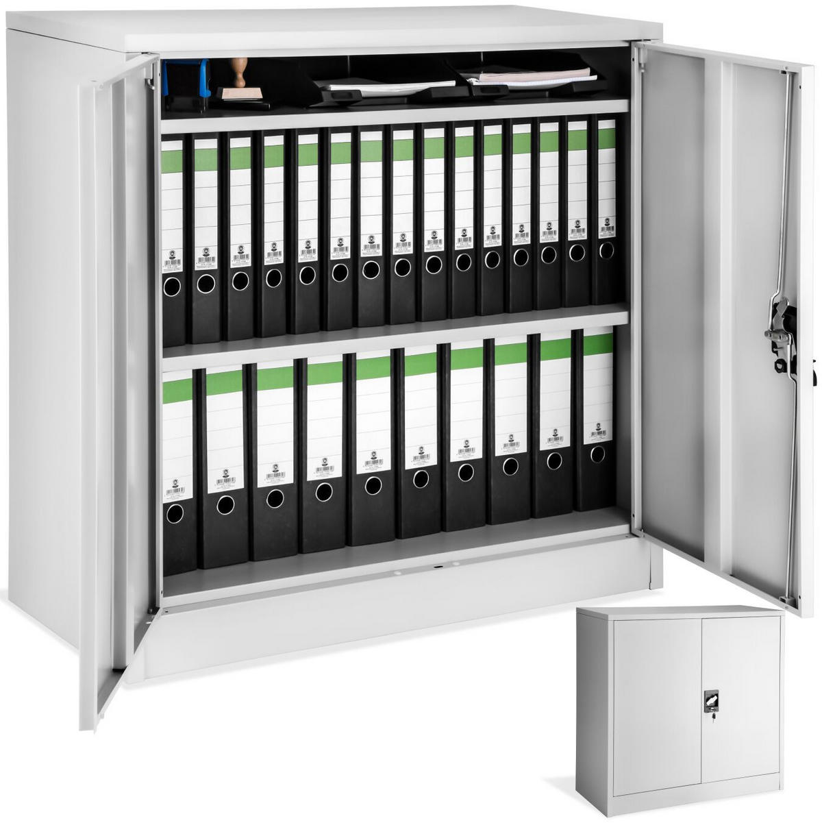 AKTENSCHRANK ,90 x 40 x 90 cm,grau - Grau, Metall (40/90/90cm) - tectake