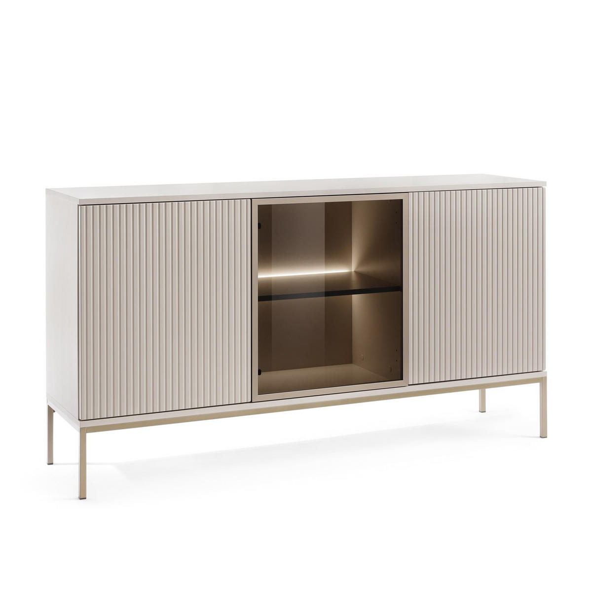 SIDEBOARD SENTIERO 154/83/39 cm mit LED 3 Türen Kaschmir - Kaschmir, Holzwerkstoff (154/83/39cm) - MASSENO