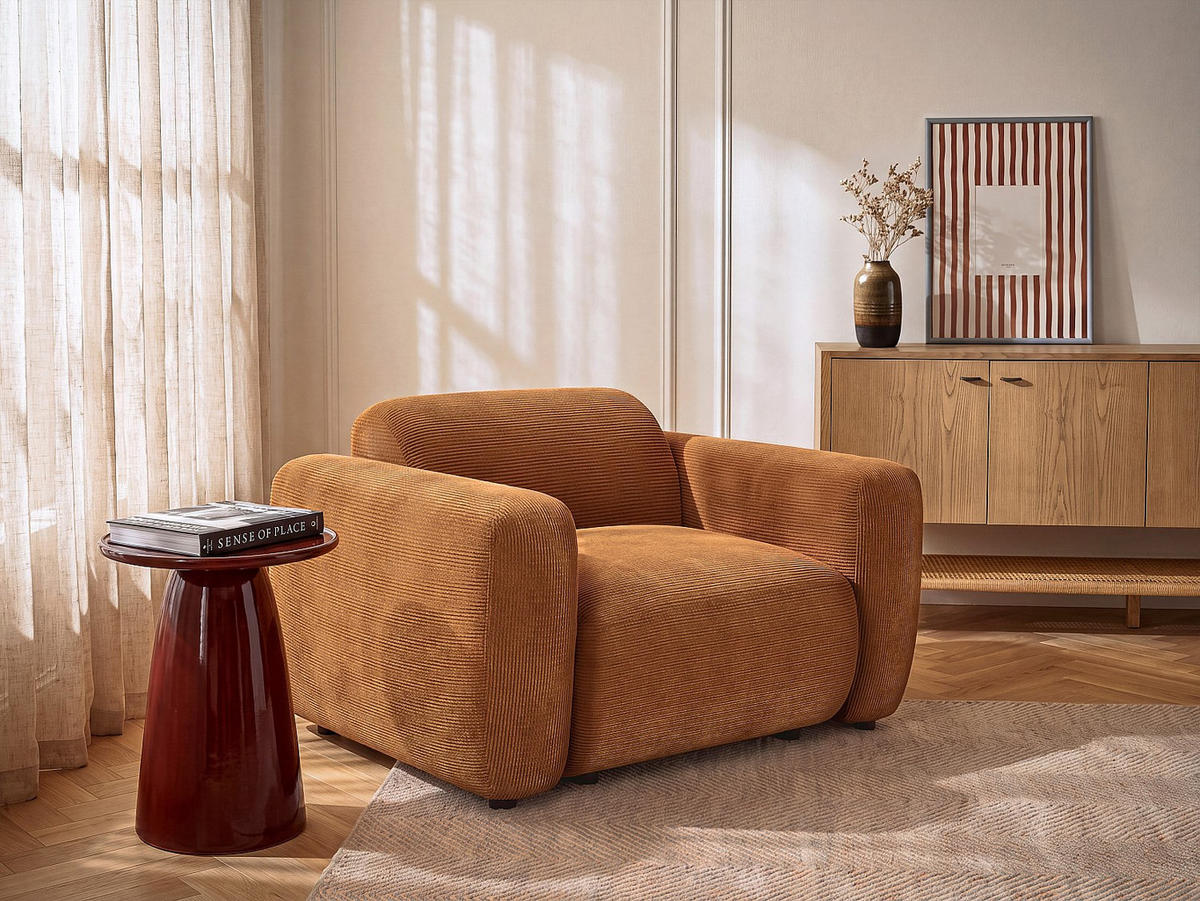 SESSEL mit gerader Rückenlehne - 1 Person - stoff - terracotta Pogni - Terracotta, Textil (130/67/97cm) - Vente-Unique