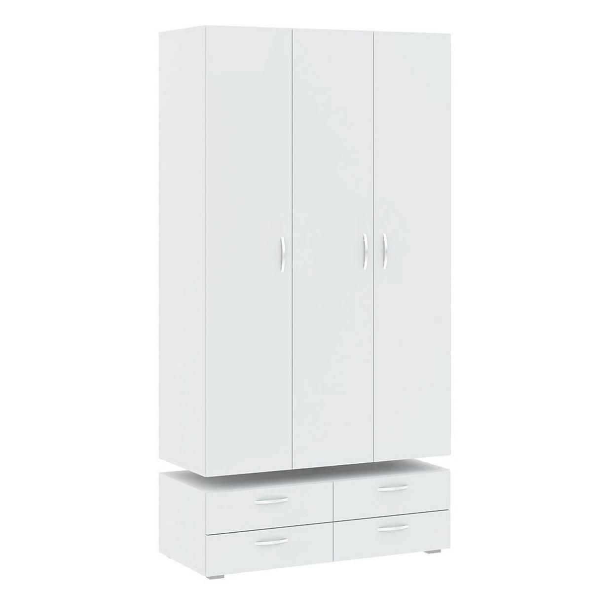 KLEIDERSCHRANK Basic Weiß 110,7 / 52 / 214 cm - Silberfarben/Weiß, Holz/Holzwerkstoff (110.7/214/52cm) - Feldmann-Wohnen