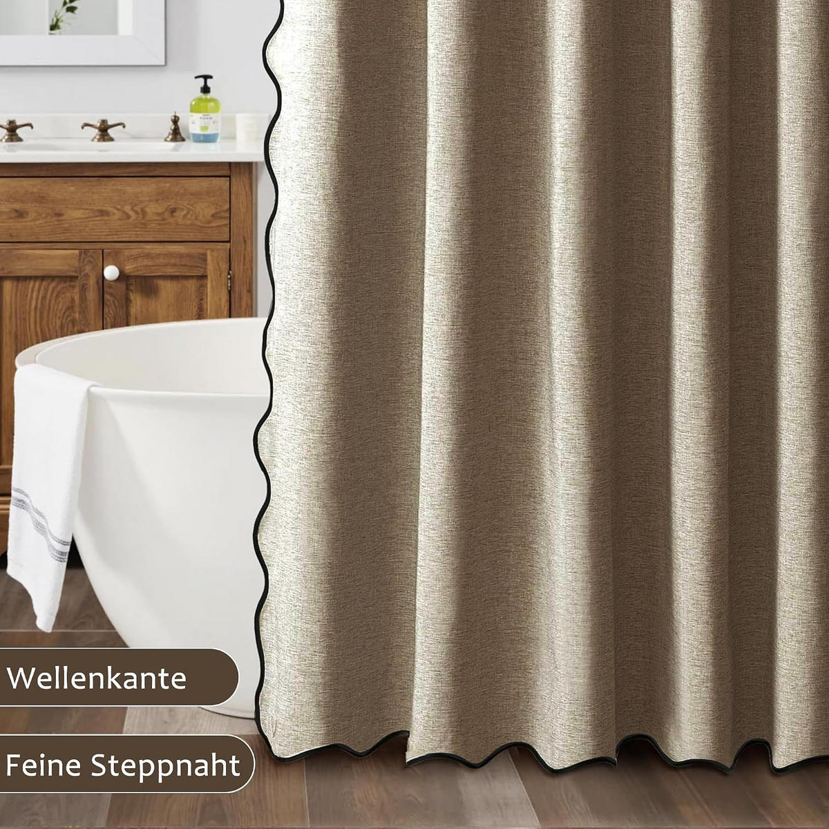 DUSCHVORHANG, kaffeefarben, Struktur in Leinenoptik, 180 x 200 cm - Braun, Textil (200/180cm)