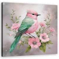 WANDBILD tiere shabby chic vogel - Pink, Textil (50/50cm) - Feeby