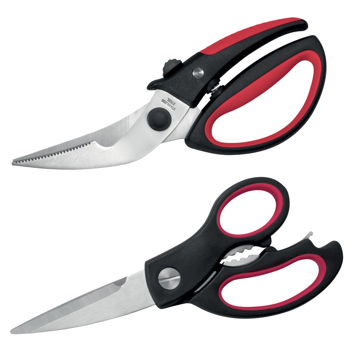 GEFLÜGELSCHEREN 2er-Set, schwarz - Rot, Metall (23cm) - bremermann