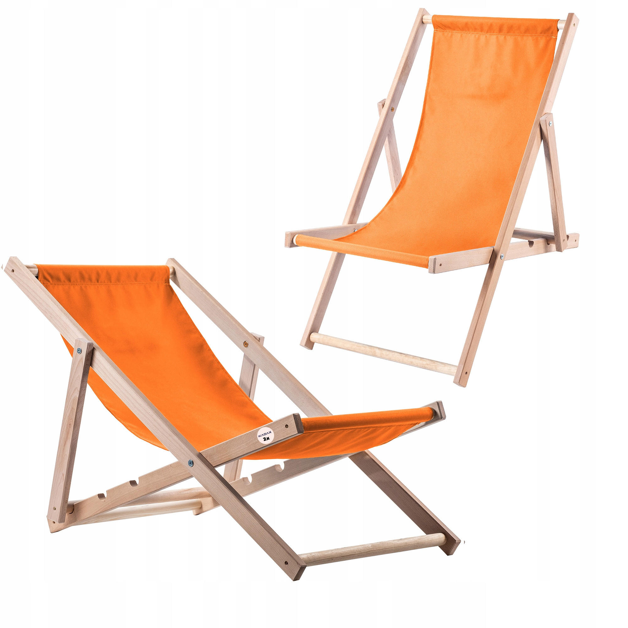 HOLZLIEGESTUHL Orange 2 Stk. - Orange, Holz (53/80cm) - KADAX