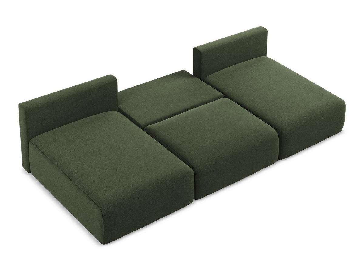 WOHNLANDSCHAFT Strukturstoff Stoff Grün - Blau/Schwarz, Kunststoff/Textil (304/79/149cm) - Makamii