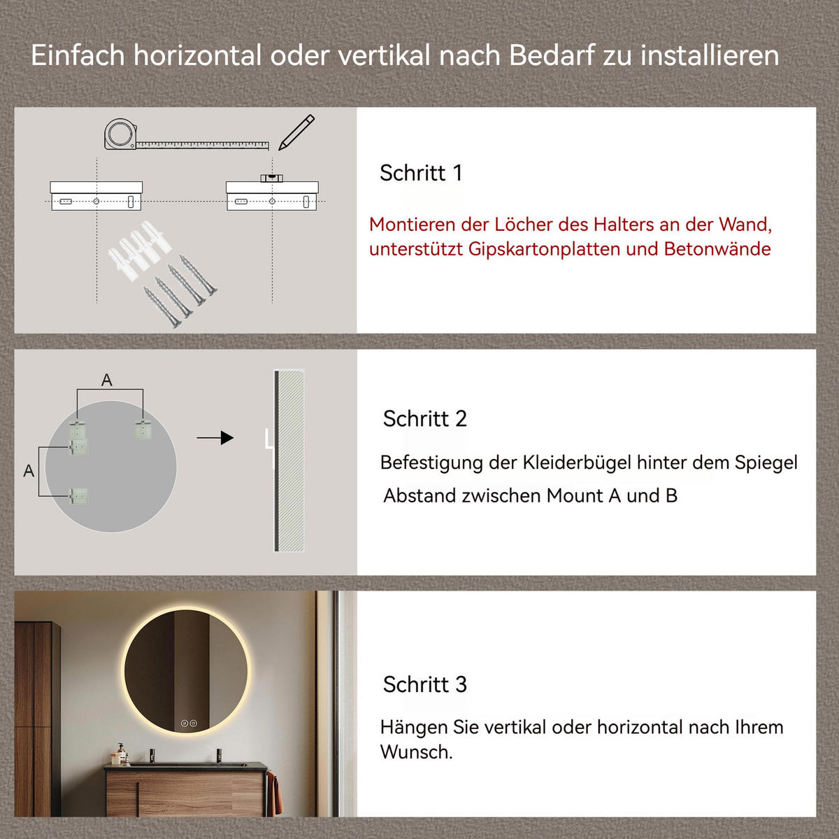 WANDSPIEGEL 80/3/80 cm silber aus Glas und Metall mit Anti-Beschlag, dimmbar - Silberfarben, Glas (80/3/80cm) - OKWISH