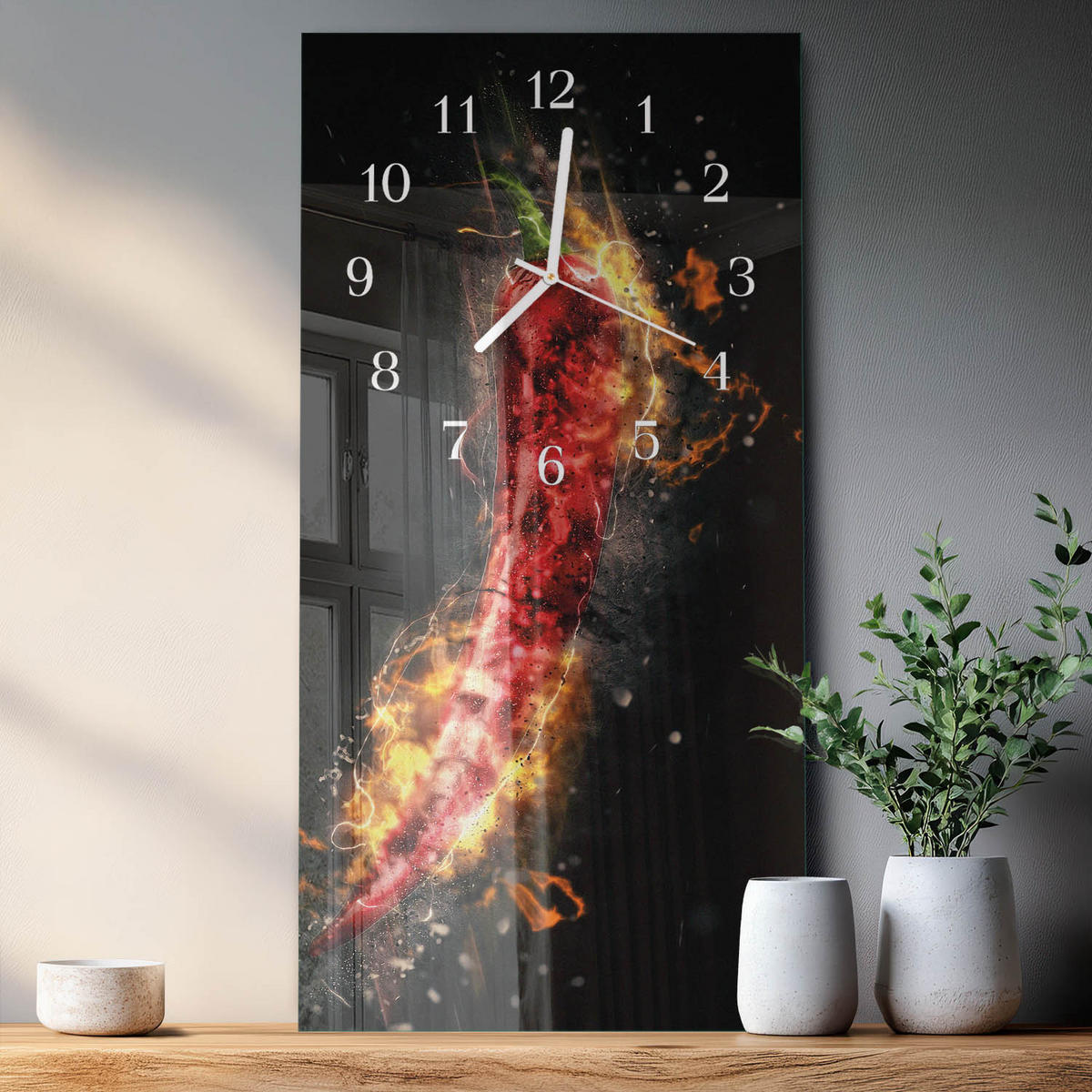 WANDUHR 30x60 cm - Blätter - Multicolor, Glas (30/60/0.4cm) - TULUP