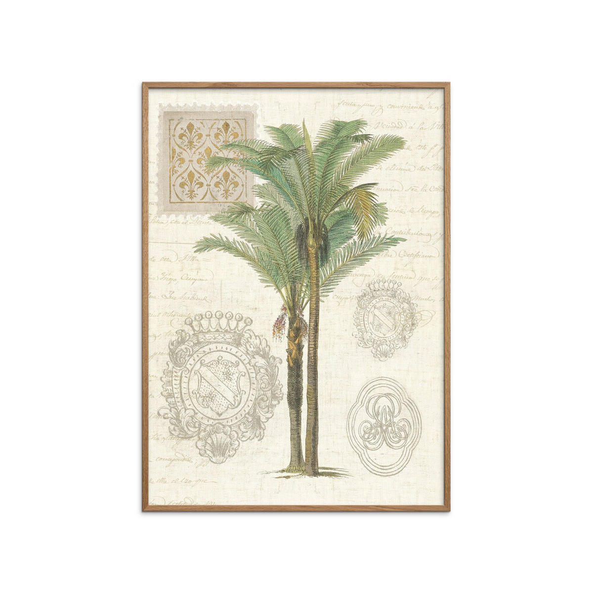 POSTER mit Rahmen Wild Apple - Vintage Palm Study II - Eichefarben/Grün, Holz/Papier (50/70cm) - Poster&Frame