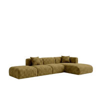 ECKSOFA L-Form mit Hocker, Chenille-Stoff Cremona, Olive, Rechts, GRETA - Olivgrün, Holz (386/179cm) - Kaiser Möbel