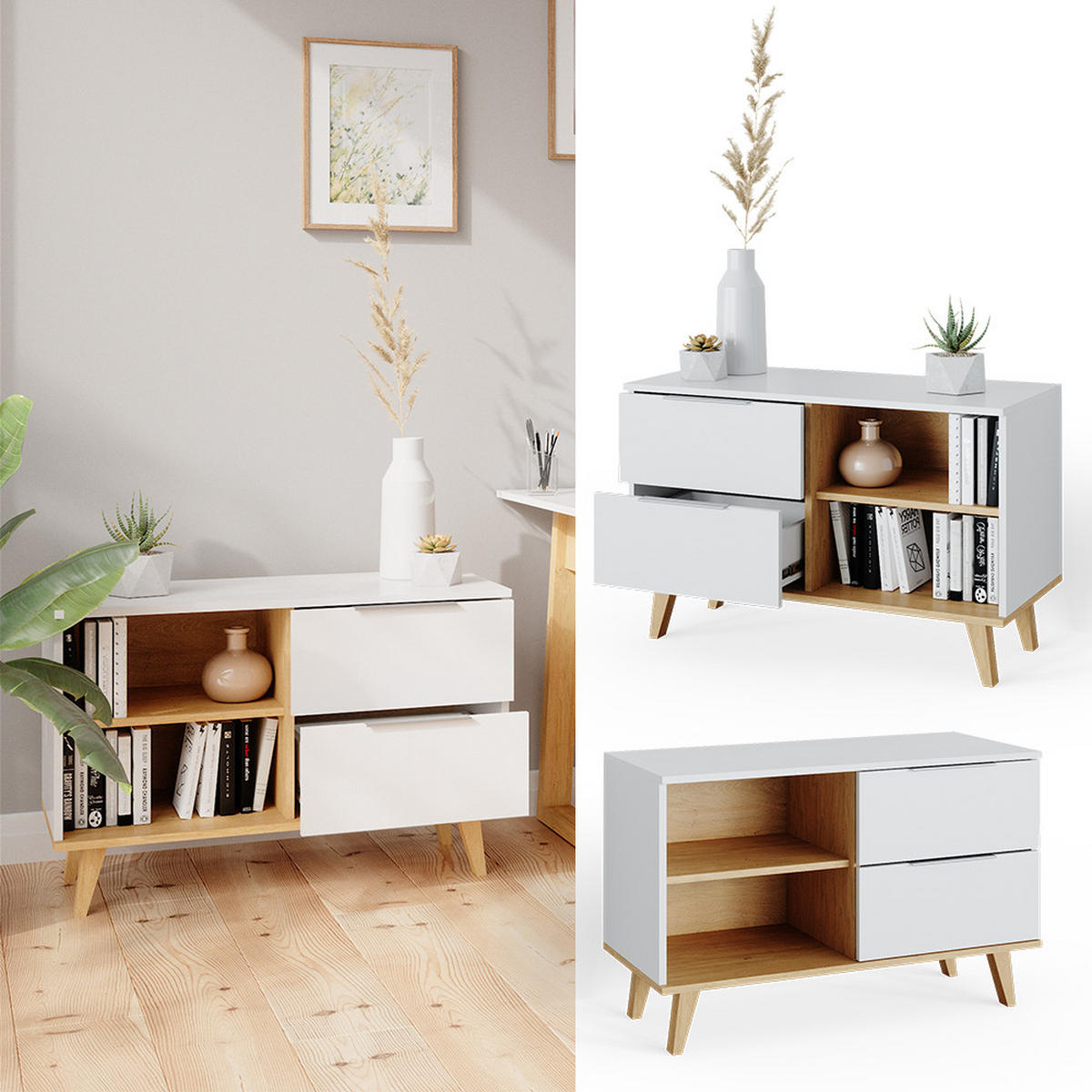 KREDENC Nautica Bílá - bílá, kompozitní dřevo (40/61/90cm) - Vicco