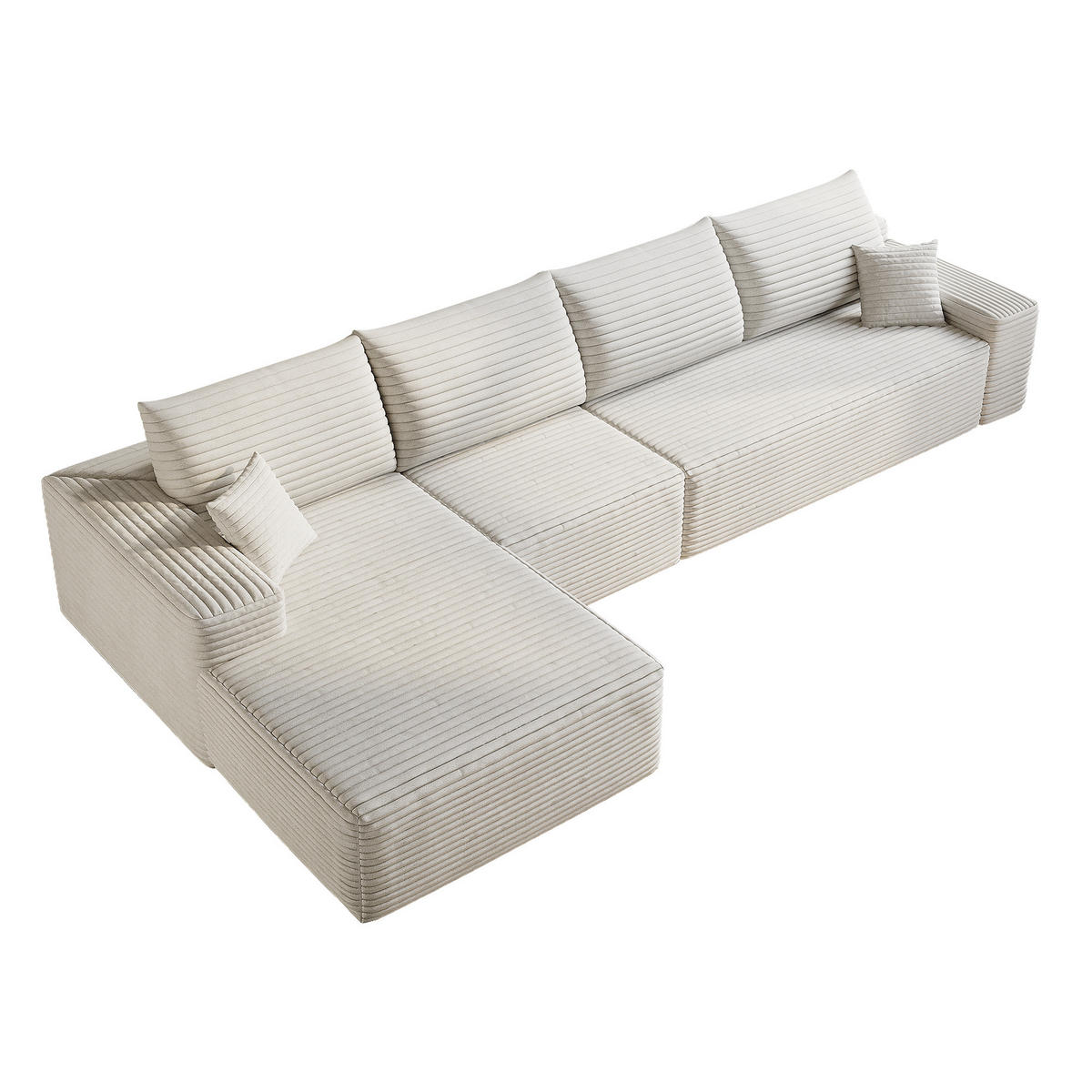 ECKSOFA 340/175/83 cm Weiß mit L-förmiger Chaiselongue, Linke Seite - Weiß, Textil (340/175cm) - Oxeza