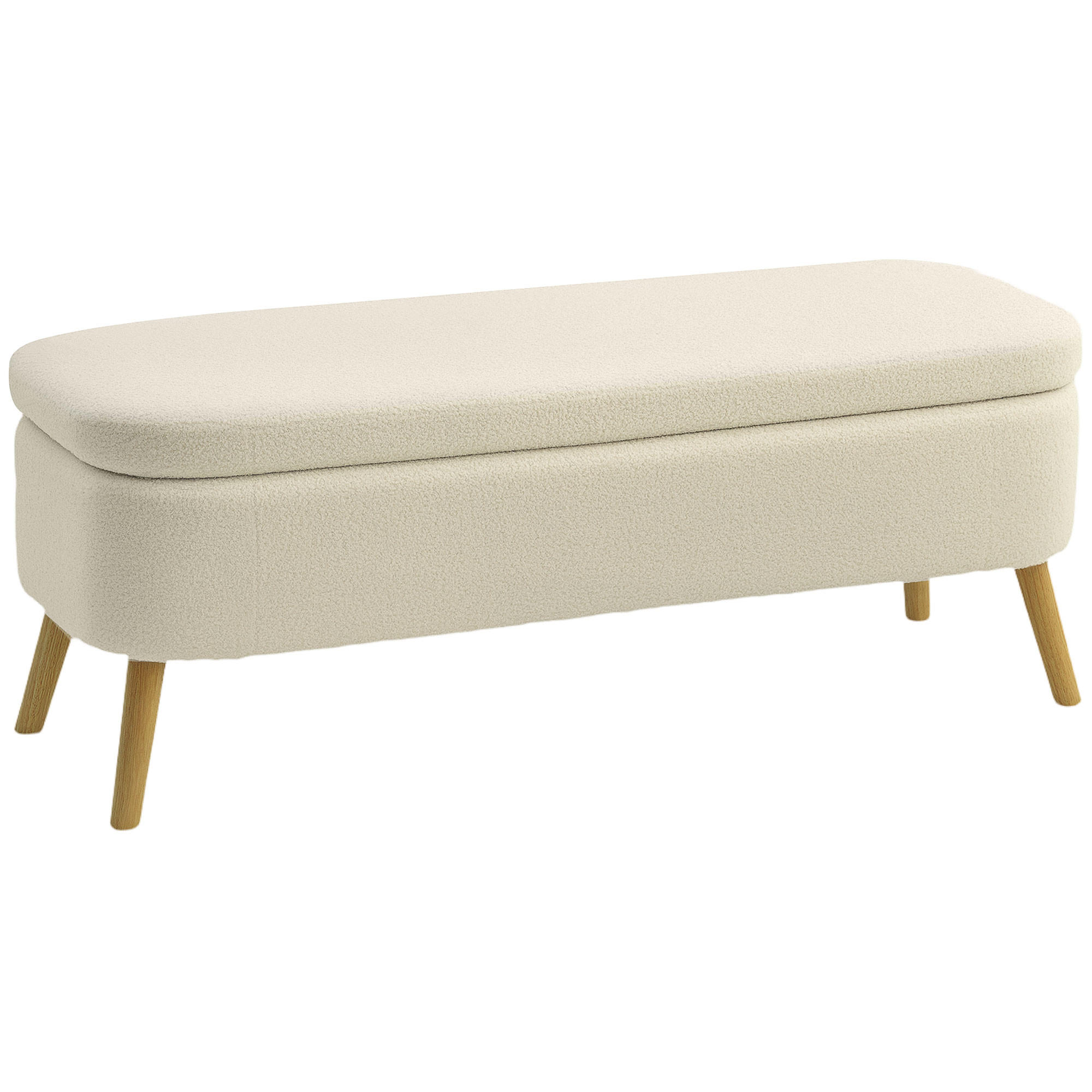 SITZBANK Polyester Kautschukholz Beige - Beige/Naturfarben, Holz/Textil (42/45/120cm) - HOMCOM