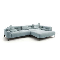 ECKSOFA DELIA Hellblau Cord - Schwarz/Hellblau, Textil/Metall (276/219cm) - KAWOLA