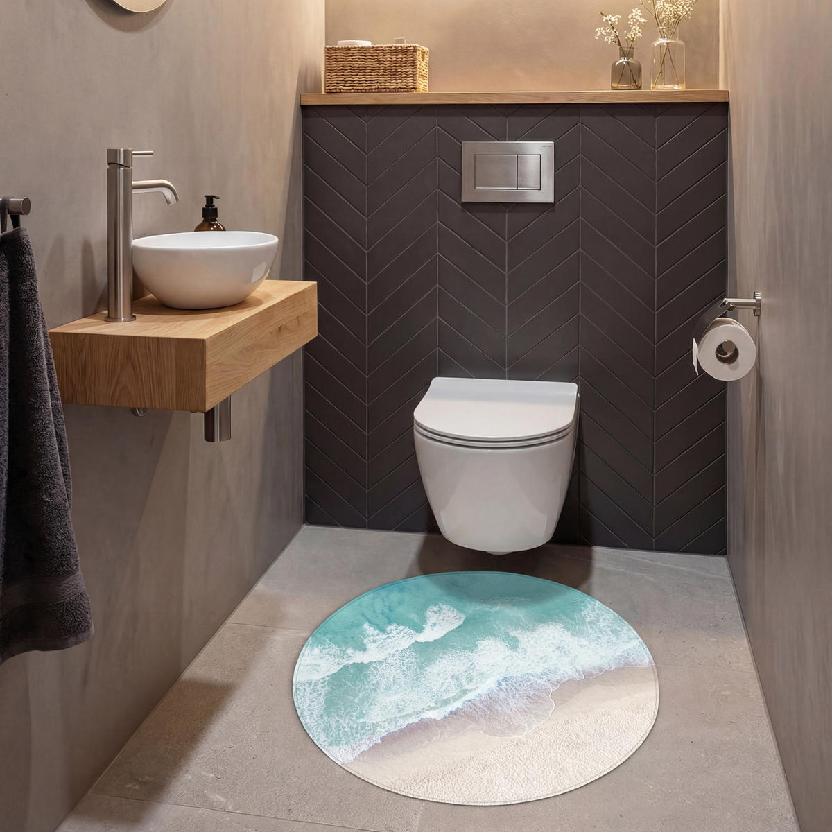 WC PŘEDLOŽKA Pláž - Moře - Příroda - Léto 70x70 cm - tyrkysová, textil/plast (70/1cm) - OnlyWow