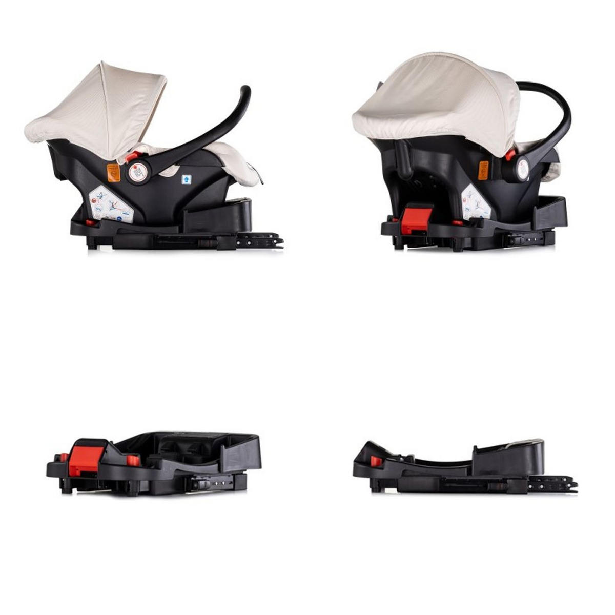 BABYSCHALE Isofix Set Aura creme i-Size (40 - 85cm) verstellbar - Beige, Kunststoff (39/47/50cm) - Chipolino