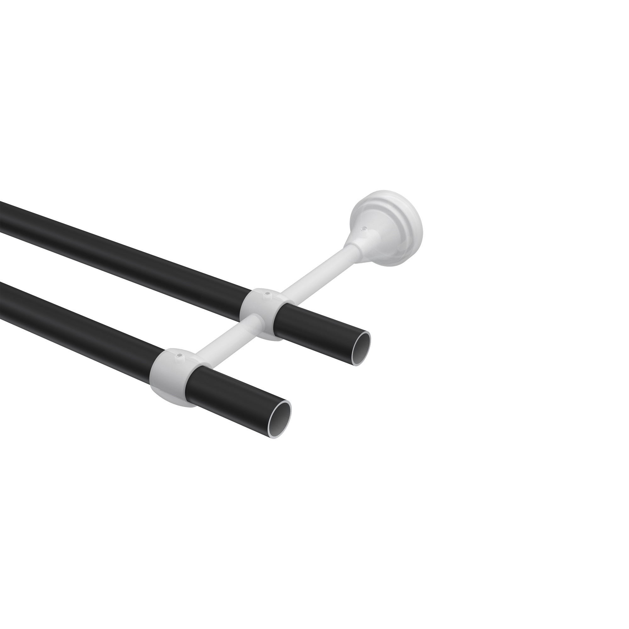GARDINENSTANGE Primus Matteo 100 cm, 2-läufig (ohne Ringe), 16 mm Ø Schwarz - Schwarz, Metall (100cm) - INTERDECO