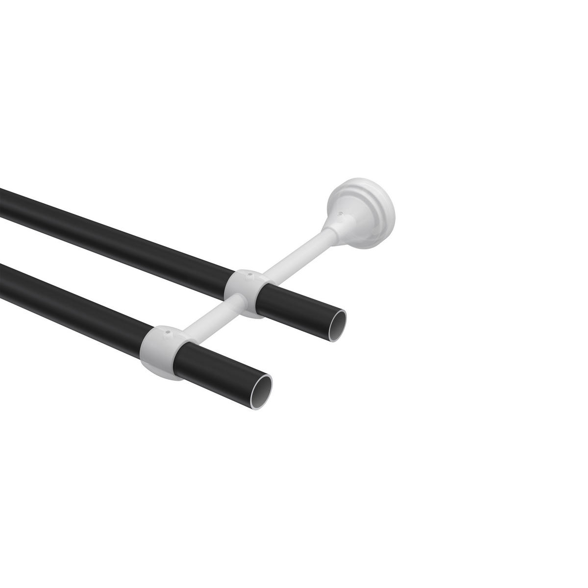 GARDINENSTANGE Primus Lucan 240 cm (geteilt in 2 x 120 cm), 2-läufig (ohne Ringe), 16 mm Ø Schwarz - Schwarz, Metall (240cm) - INTERDECO