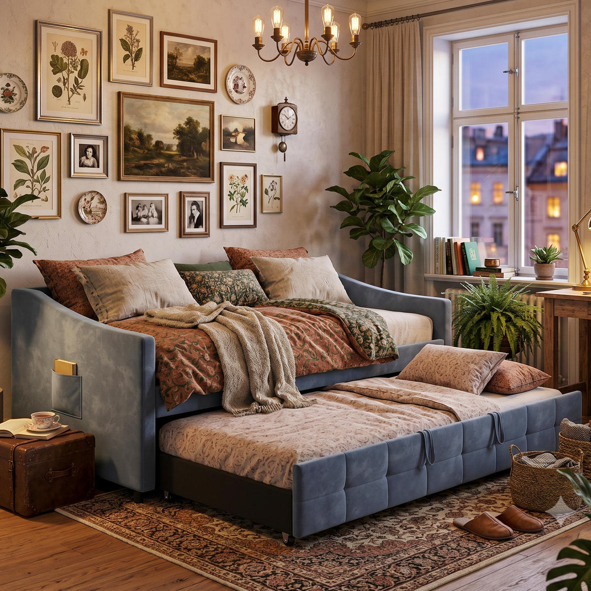 POLSTERBETT Tagesbett 90/200 cm erweiterbar auf 180/200 cm Samtoptik Grau - Grau, Textil (90/200cm) - Creahappy