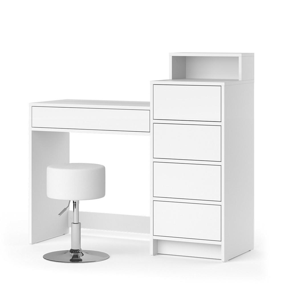 SCHMINKTISCH Naara Weiß 110.5 cm mit Hocker - Weiß, Holzwerkstoff (40.3/110.5/100.6cm) - Vicco