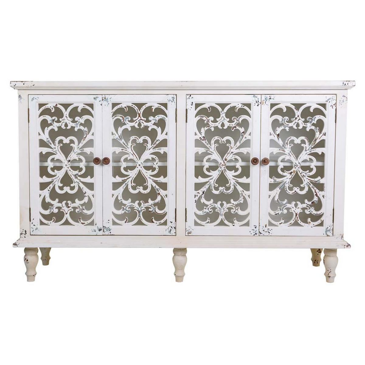 ANRICHTE aus Holz mit 4 Türen 152x40x91 cm - Weiß, Holzwerkstoff (152/91/40cm) - Wanderlust