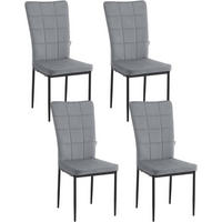ESSZIMMERSTUHL 4er Set, aus Samt, Metallbeine, Dunkelgrau - Dunkelgrau/Schwarz, Kunststoff/Textil (43/96.5/57.5cm) - Woltu