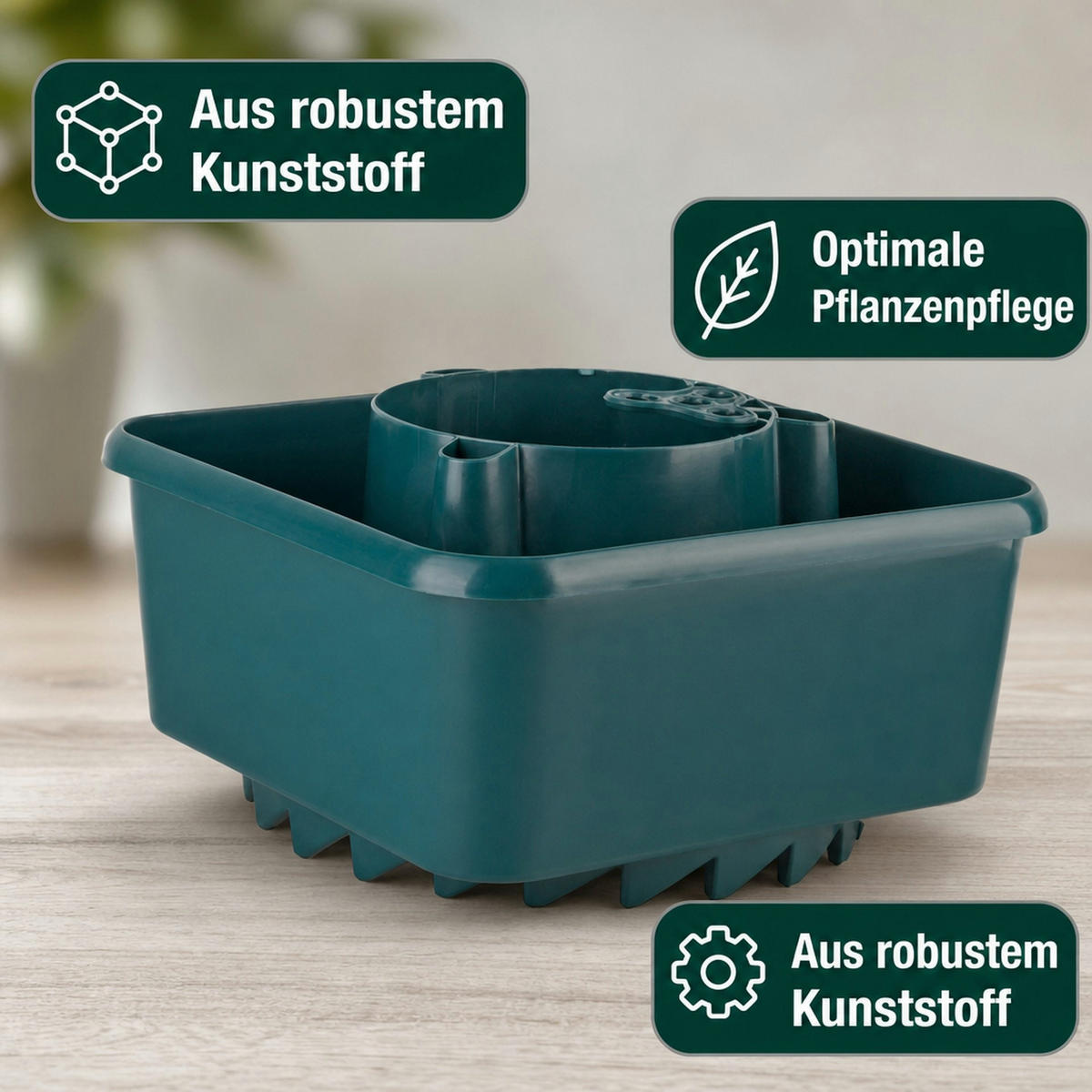 PFLANZGEFÄSS mit Wasserspeicher - Petrol, Kunststoff (15cm) - Garden Pleasure