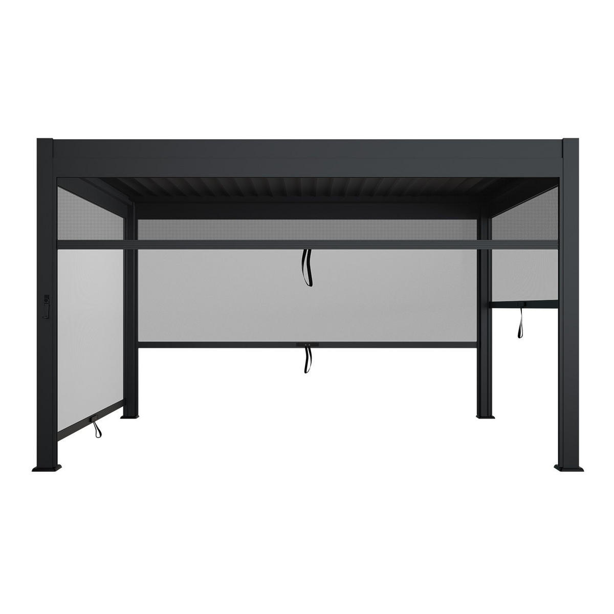 LAMELLENDACH Tahiti mit Seitenwand 3x4 m anthrazit - Anthrazit, Metall (300/240/400cm) - Juskys