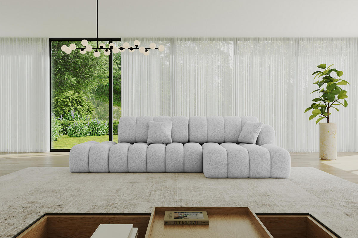 ECKSOFA mit Schlaffunktion Ottomane RECHTS OLEA-L2 321x164x75 Grau Tissu - Graphitfarben/Schwarz, Holzwerkstoff/Kunststoff (164/321cm) - ALTDECOR