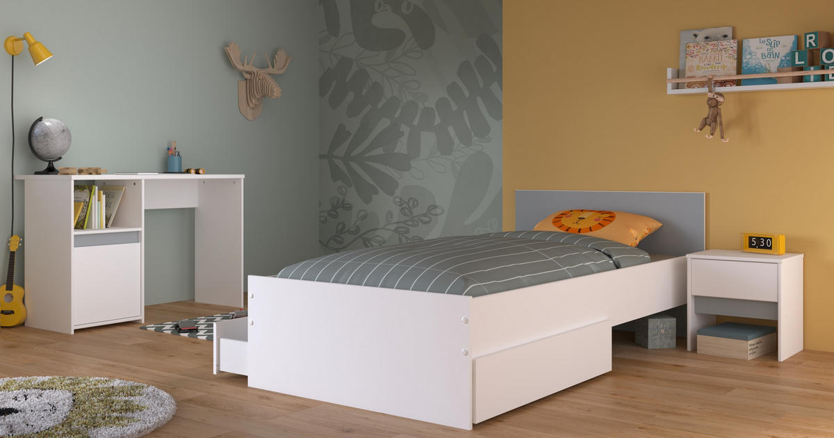 JUGENDZIMMER Pirouette 27 in Weiß mit Rosa oder Kieselgrau 4 teilig - Weiß, Holzwerkstoff (120/200/80cm)